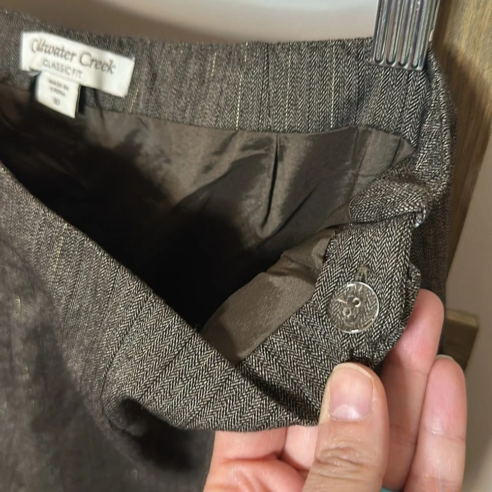 Coldwater Creek Classic Fit Fully Lined Dress Pants Size 10 Brown and Metallic